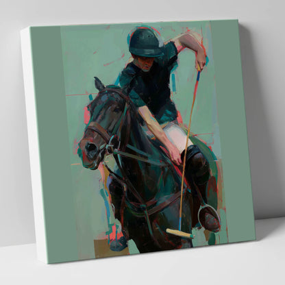 The Decisive Swing polo horse canvas wall art