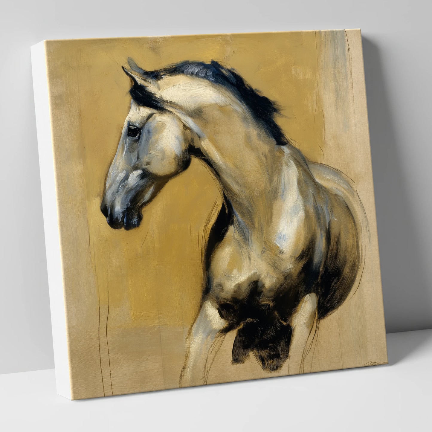 Spirited Ochre Profile horse portrait canvas wall art