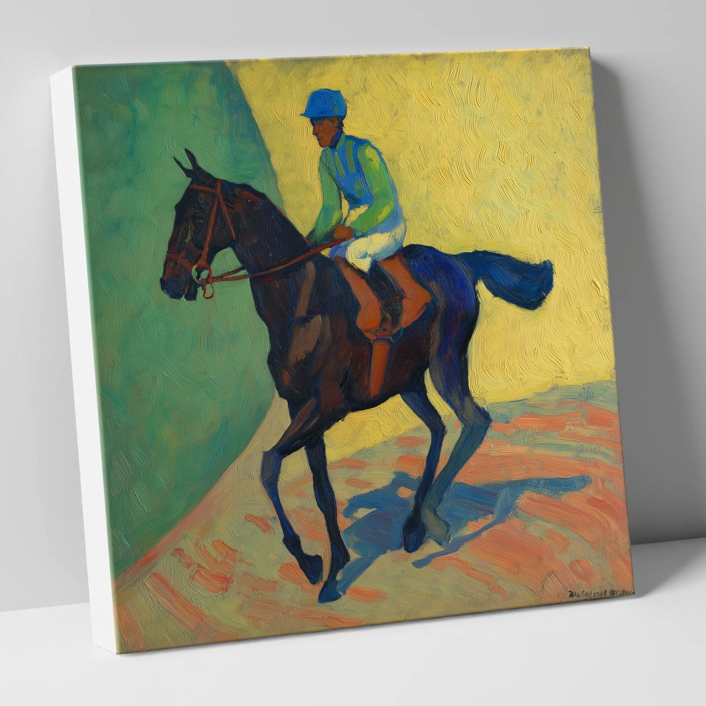 Vibrant Walk to Post racing horse canvas wall art