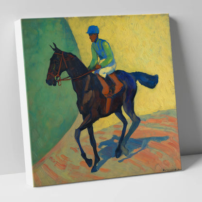 Vibrant Walk to Post racing horse canvas wall art