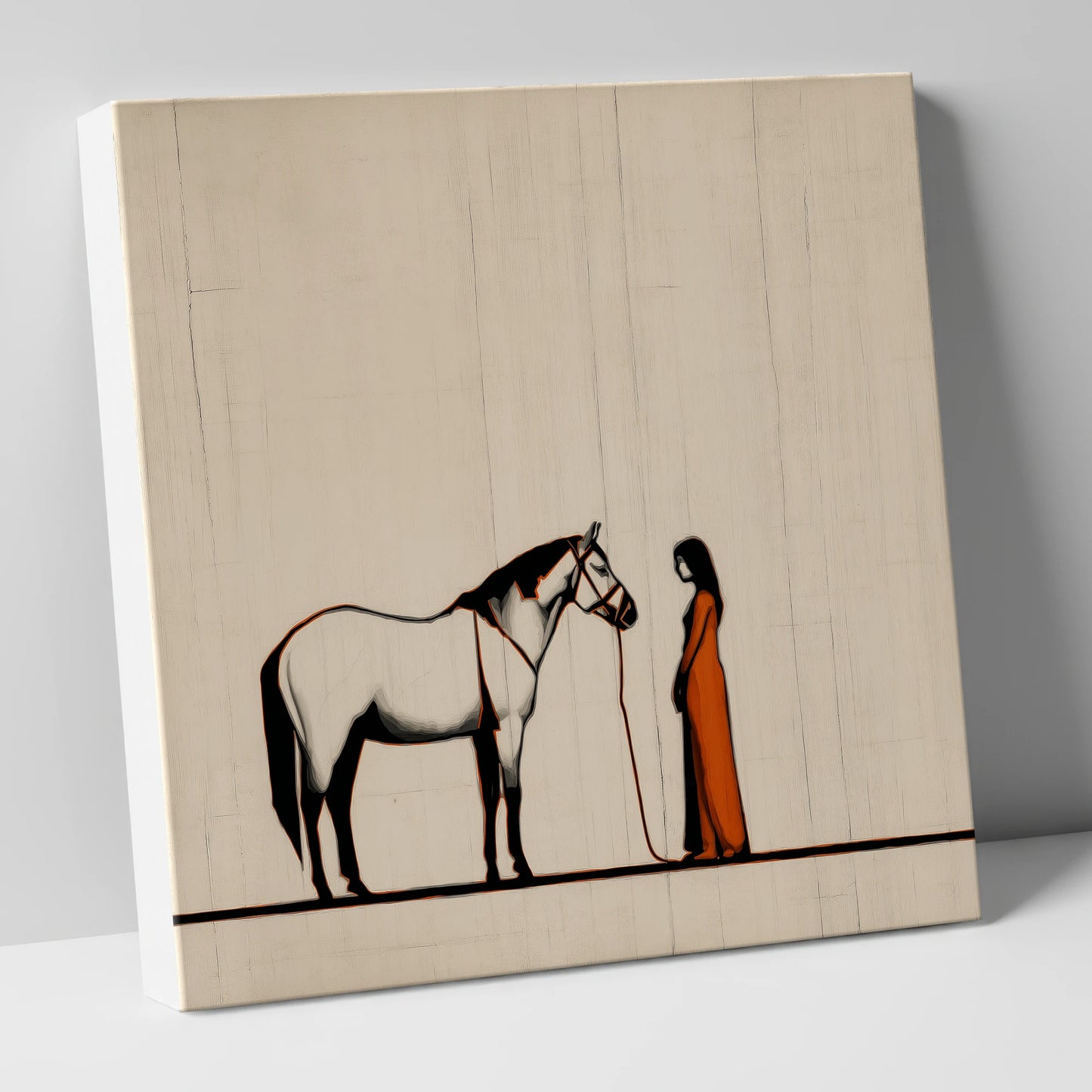 The Shared Silence horse & rider canvas wall art
