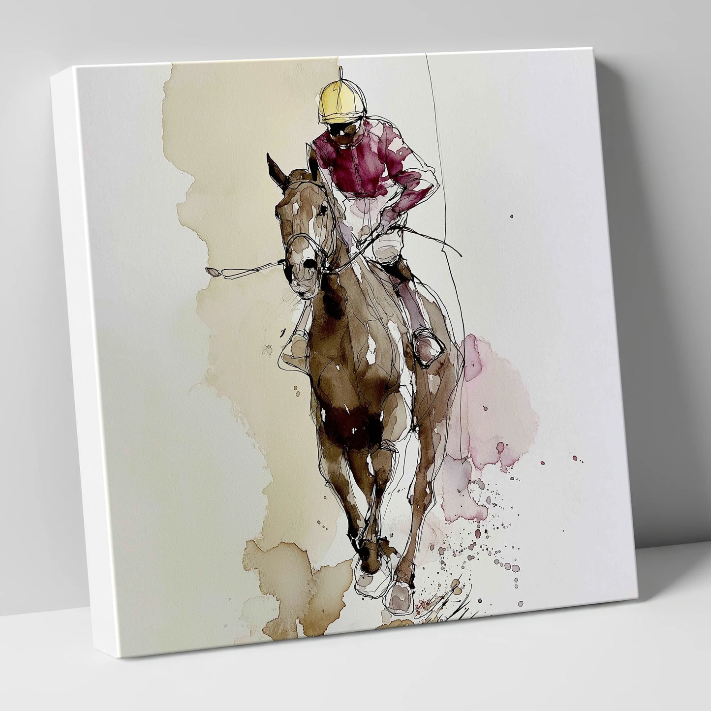 Furlong Flow in Burgundy racing horse canvas wall art