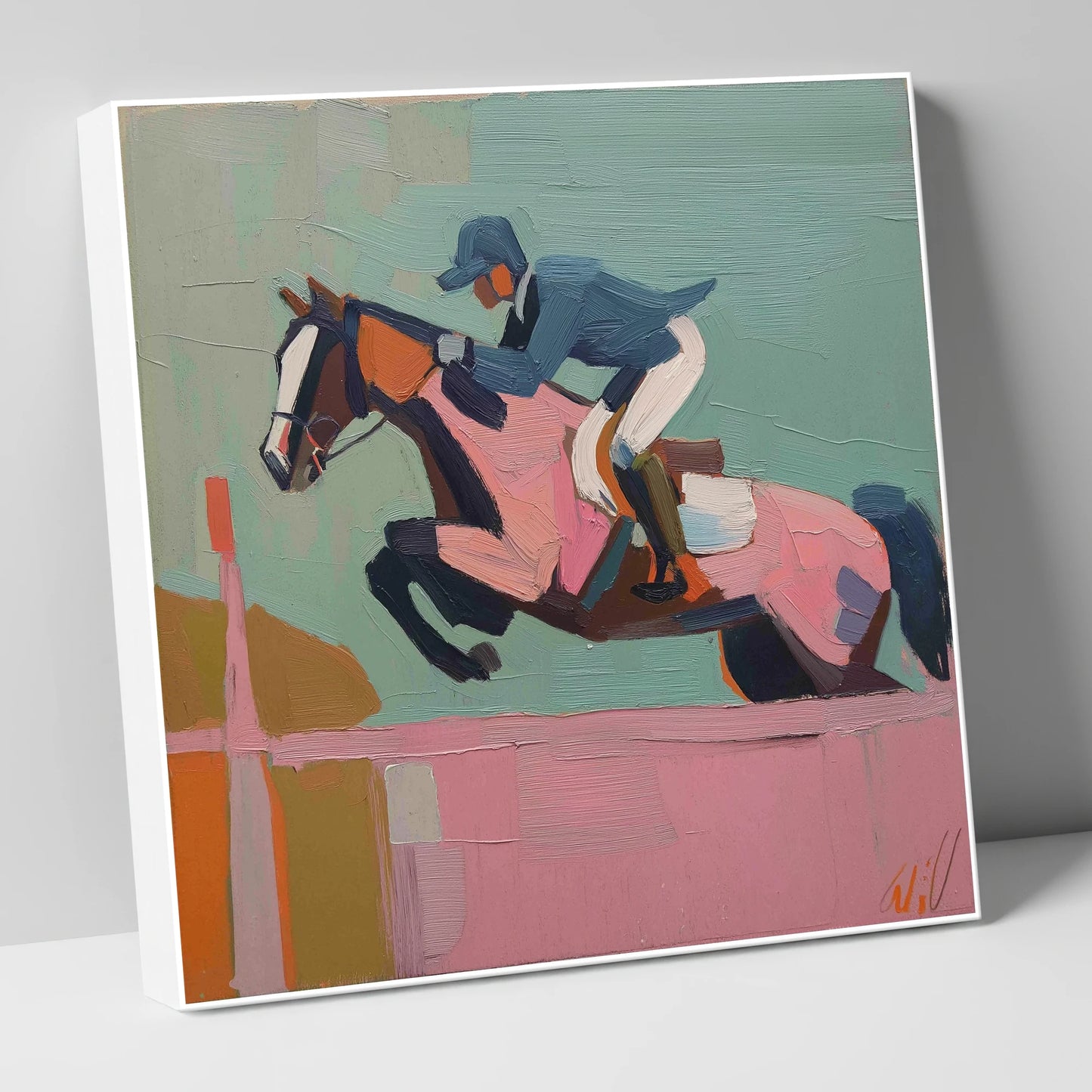 Apex of the Arc show jumping horse canvas wall art