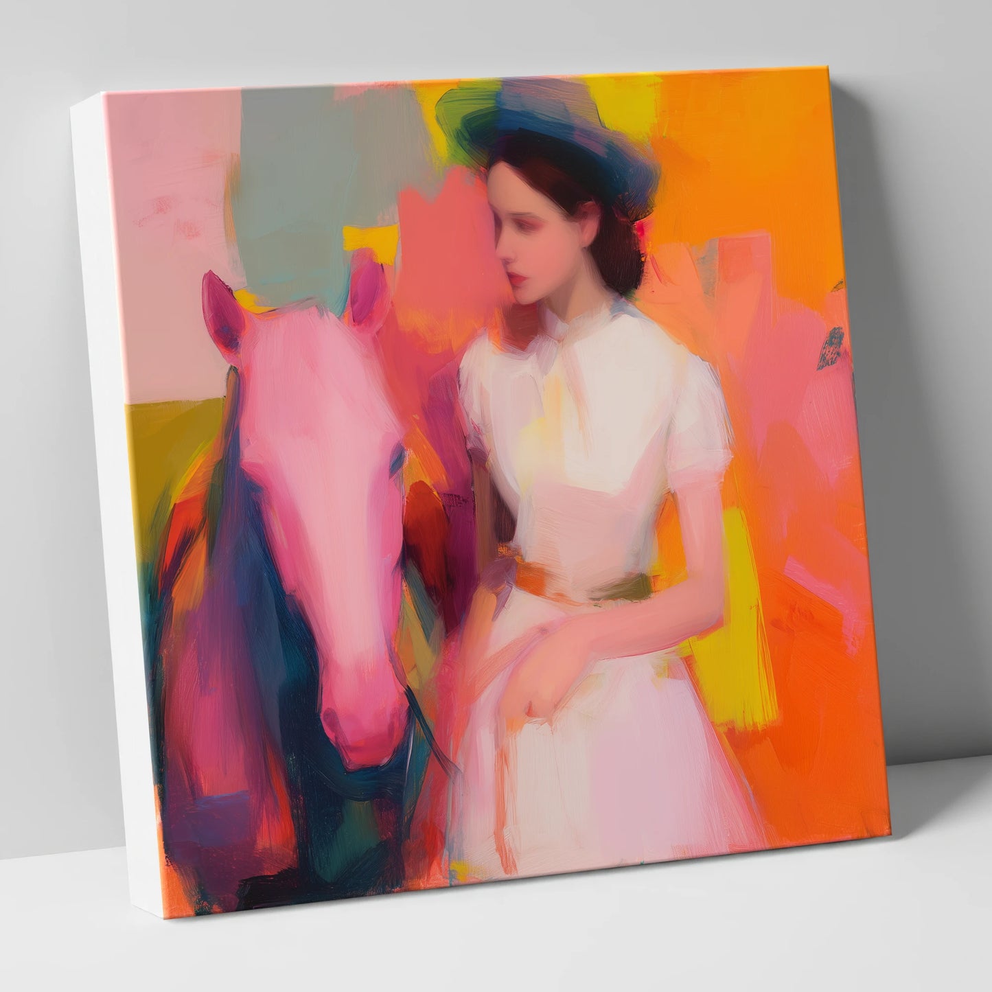 The Vibrant Companion horse & rider canvas wall art