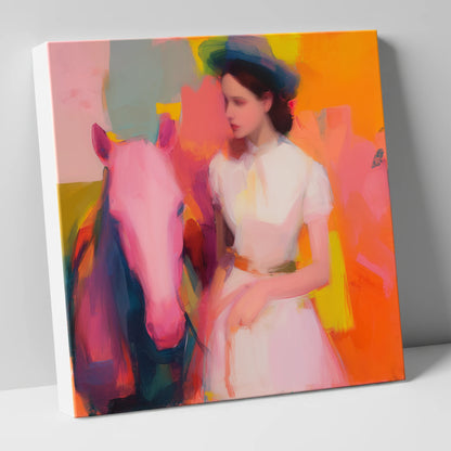 The Vibrant Companion horse & rider canvas wall art