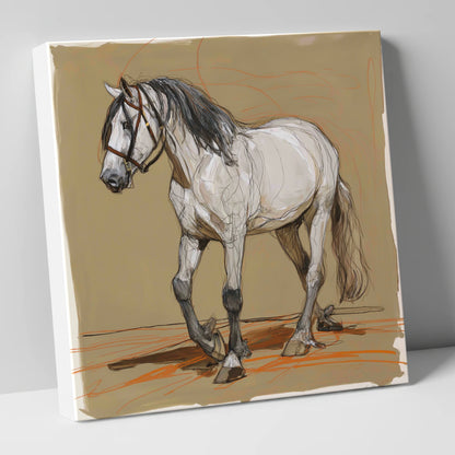 Spirited Grey Study horse breed canvas wall art