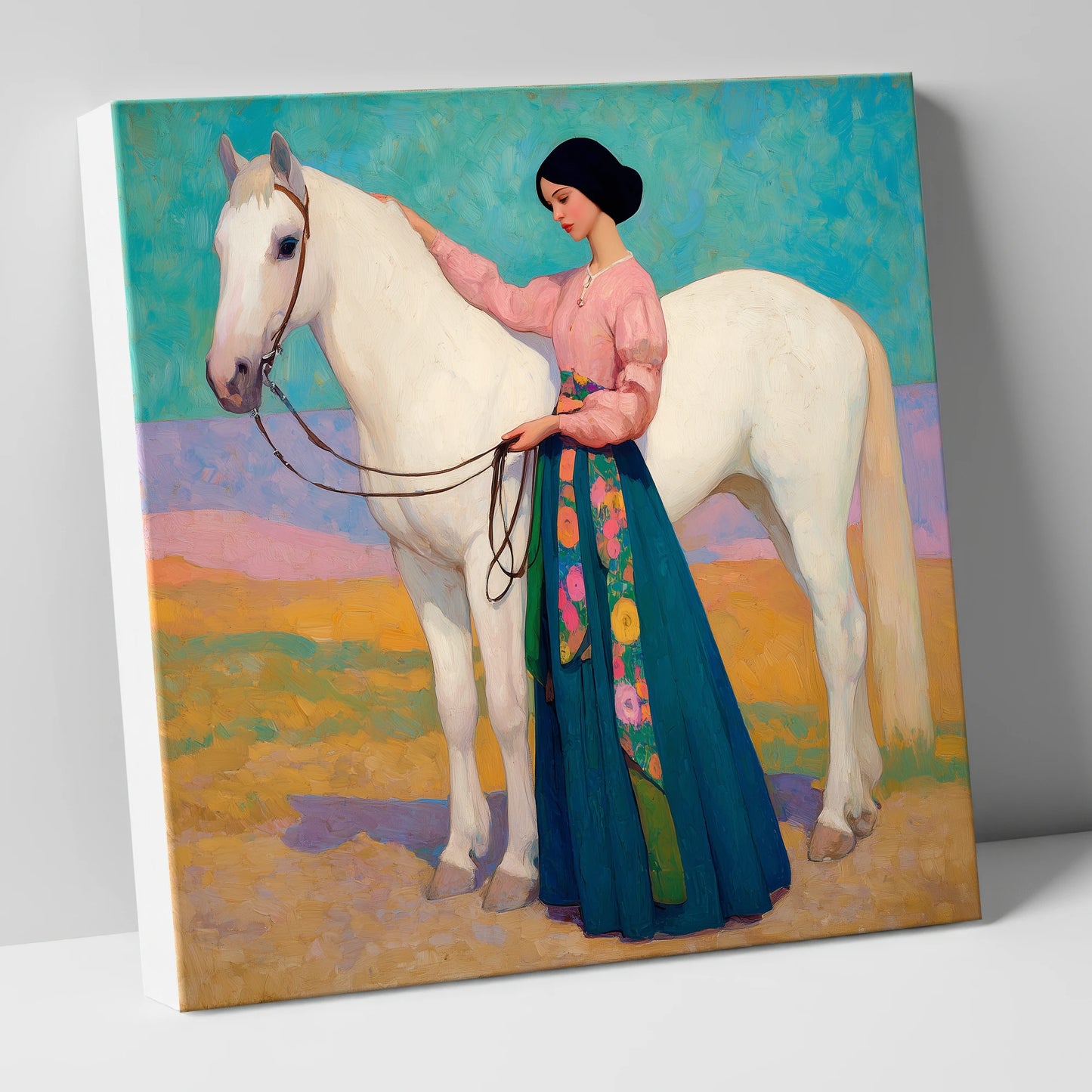Vibrant Connection horse & rider canvas wall art
