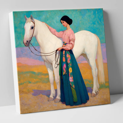 Vibrant Connection horse & rider canvas wall art