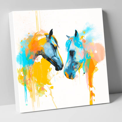 Spirited Bond horse portrait canvas wall art