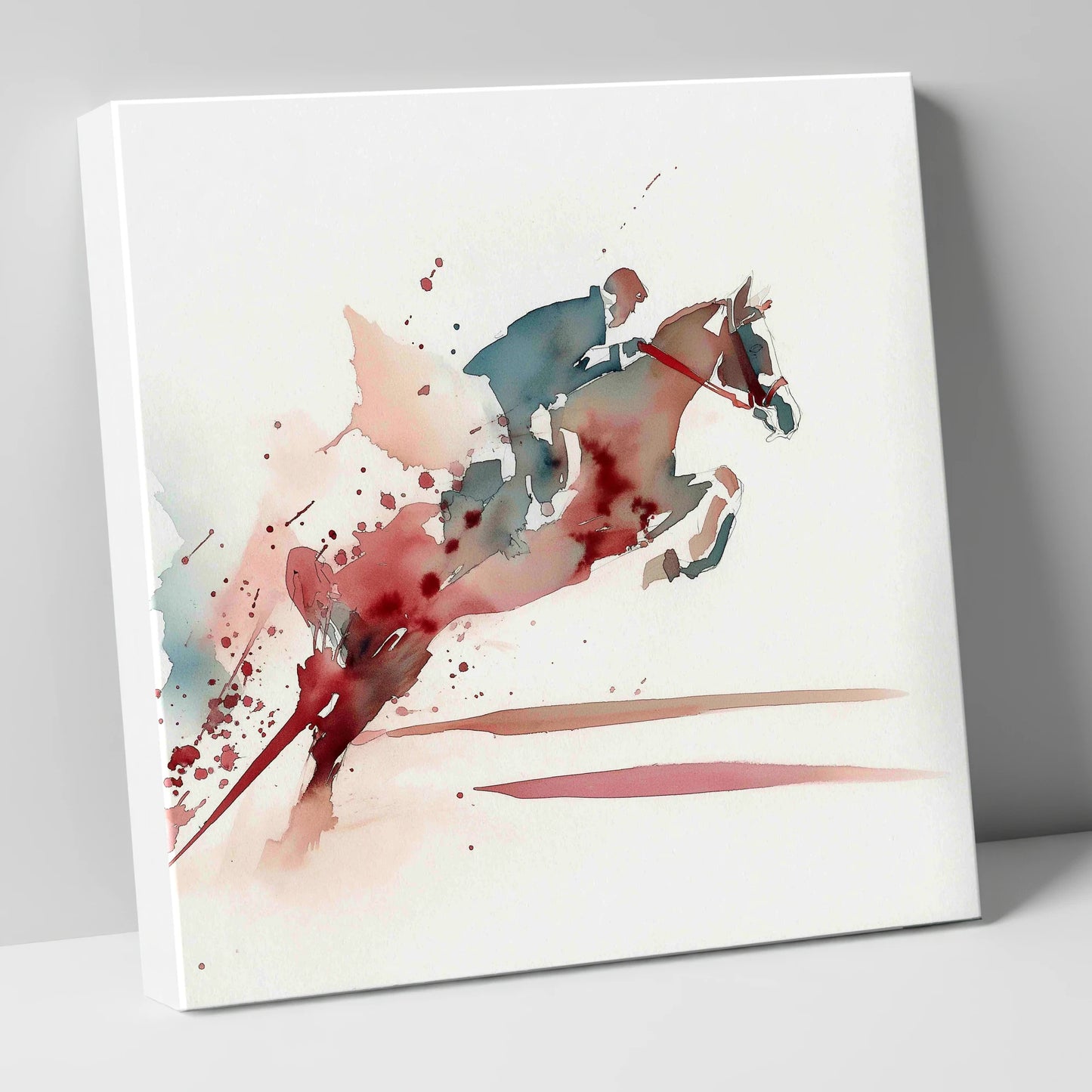 Crimson Ascent show jumping horse canvas wall art