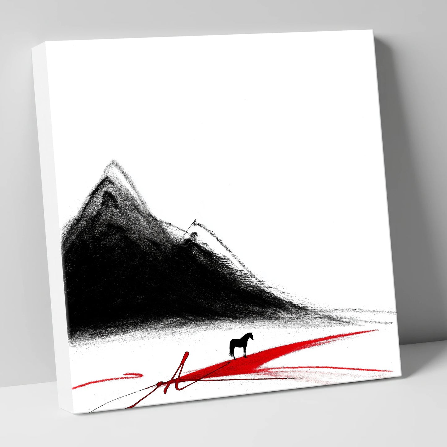 Crimson Path Silhouette horse landscape canvas wall art