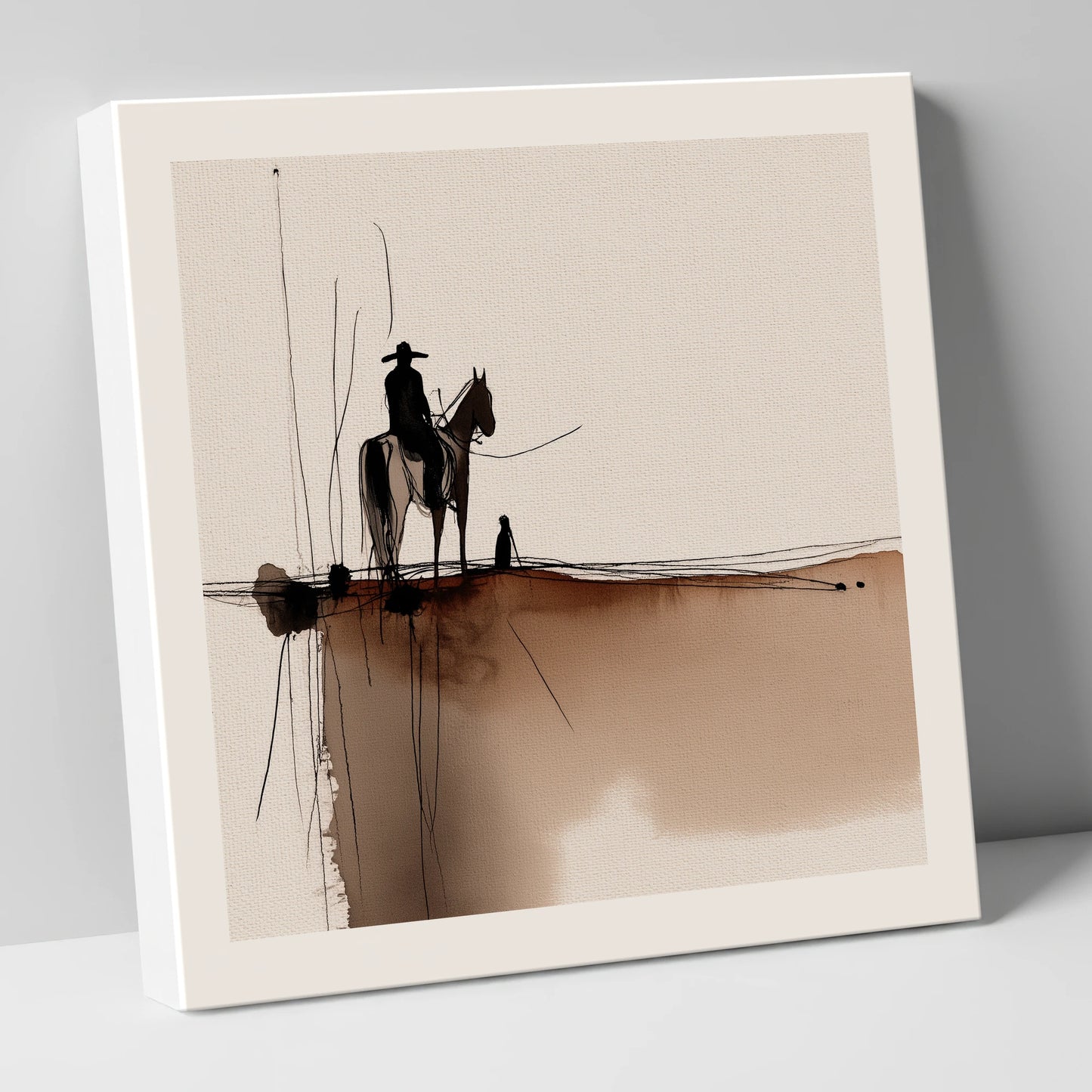 Frontier Silhouette western horse canvas wall art