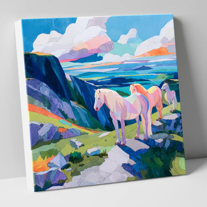 Vibrant Highland Dreamscape horse landscape canvas wall art