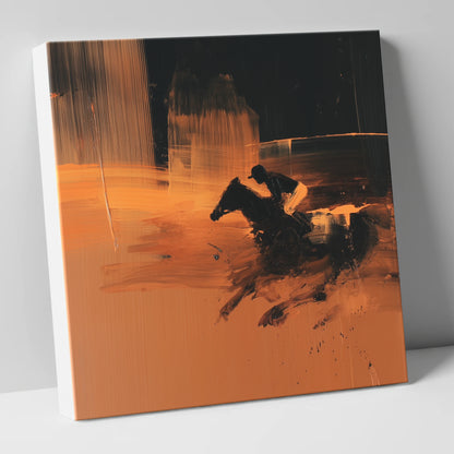 Amber Racing Silhouette racing horse canvas wall art