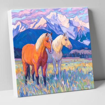 Painted Mountain Pasture horse landscape canvas wall art