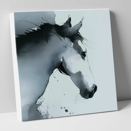 Ethereal Monochrome Profile horse portrait canvas wall art