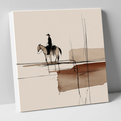 Solitude in Sepia western horse canvas wall art