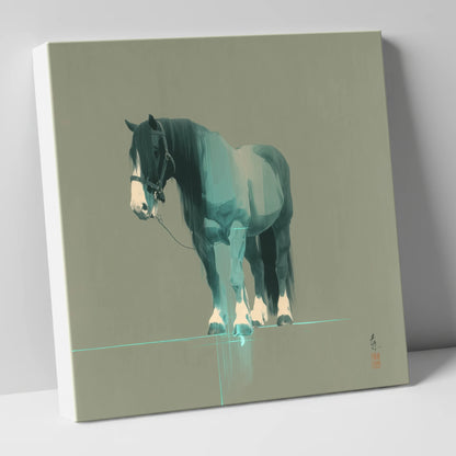 Teal Draught Silhouette horse breed canvas wall art