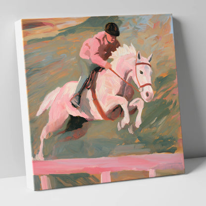 Airborne in Pastel show jumping horse canvas wall art