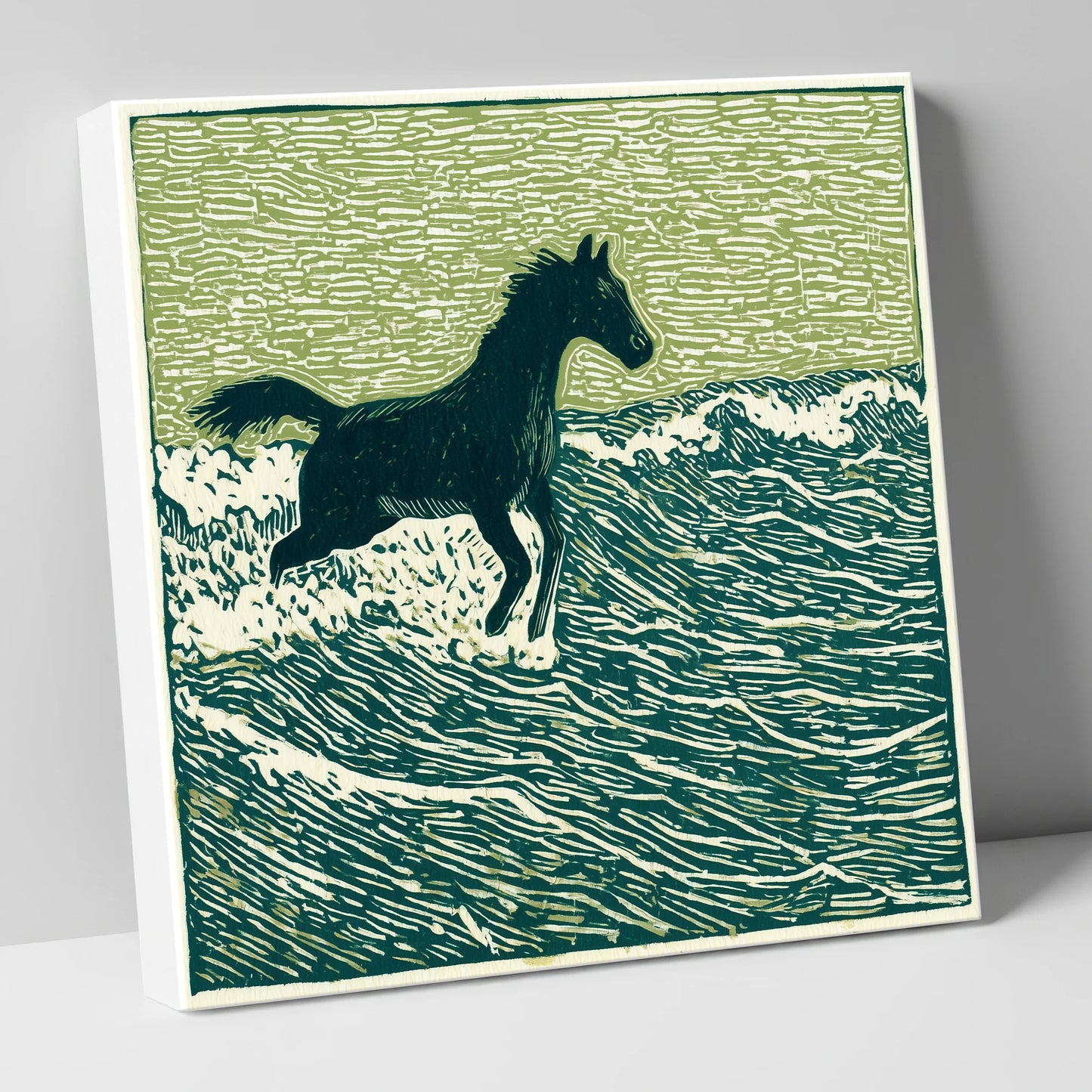 Wild Coastal Canter beach horse canvas wall art