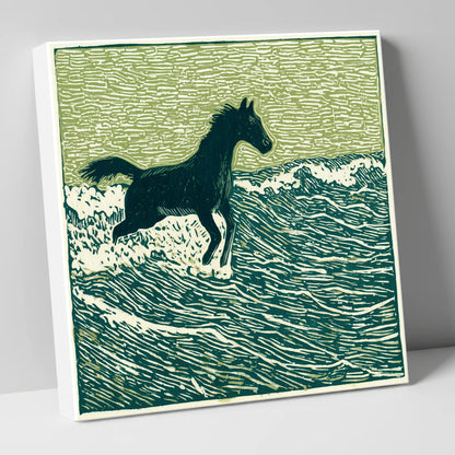 Wild Coastal Canter beach horse canvas wall art