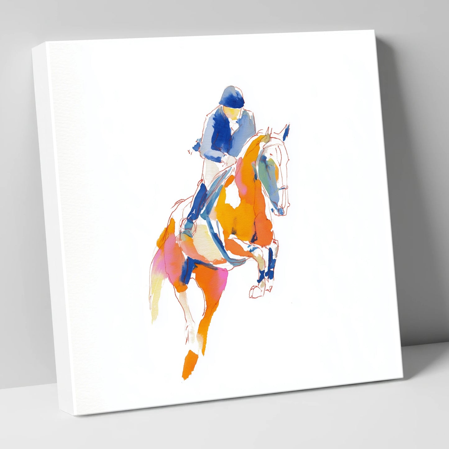 Vibrant Leap show jumping horse canvas wall art