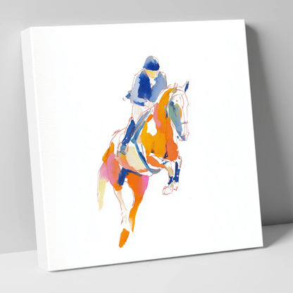 Vibrant Leap show jumping horse canvas wall art