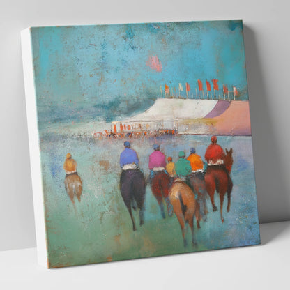 Heading to the Post racing horse canvas wall art
