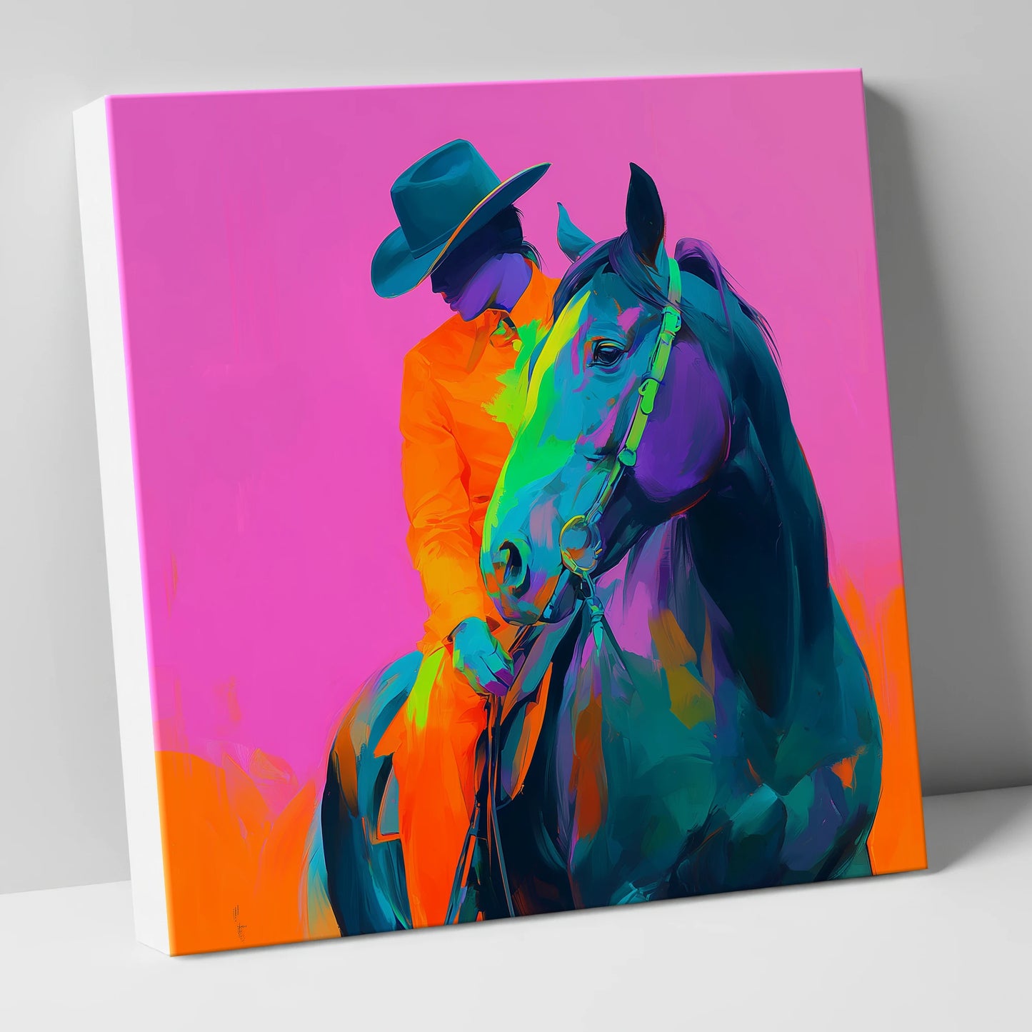 Neon Western Partnership western horse canvas wall art