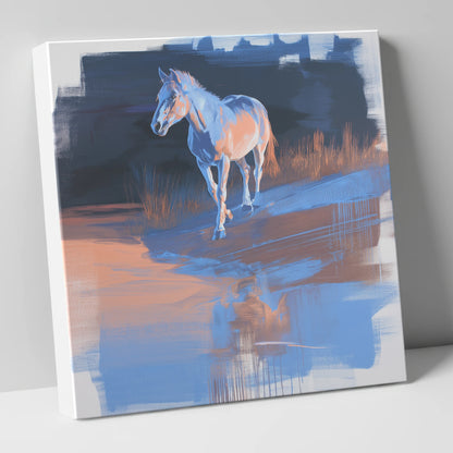 Cobalt Dawn Crossing horse landscape canvas wall art