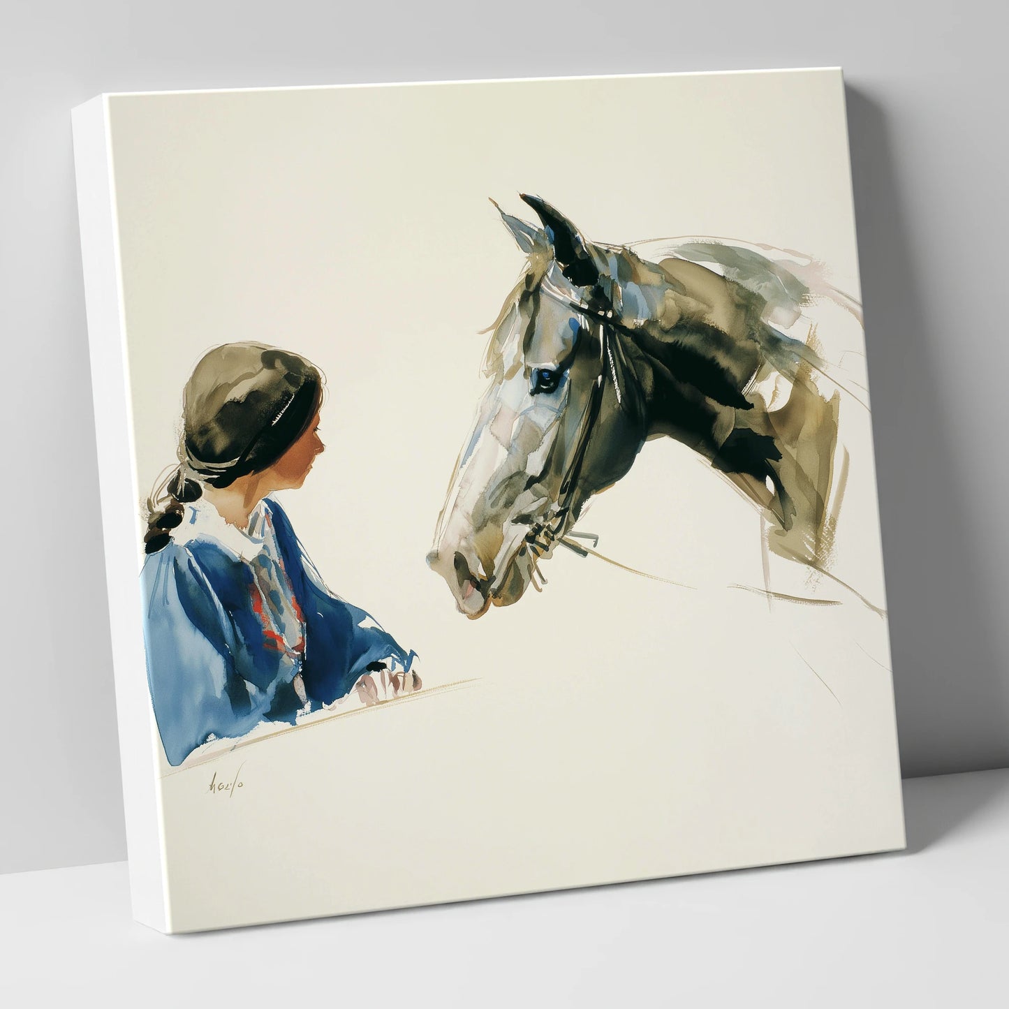 A Shared Silence horse & rider canvas wall art