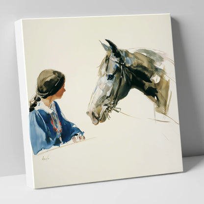 A Shared Silence horse & rider canvas wall art