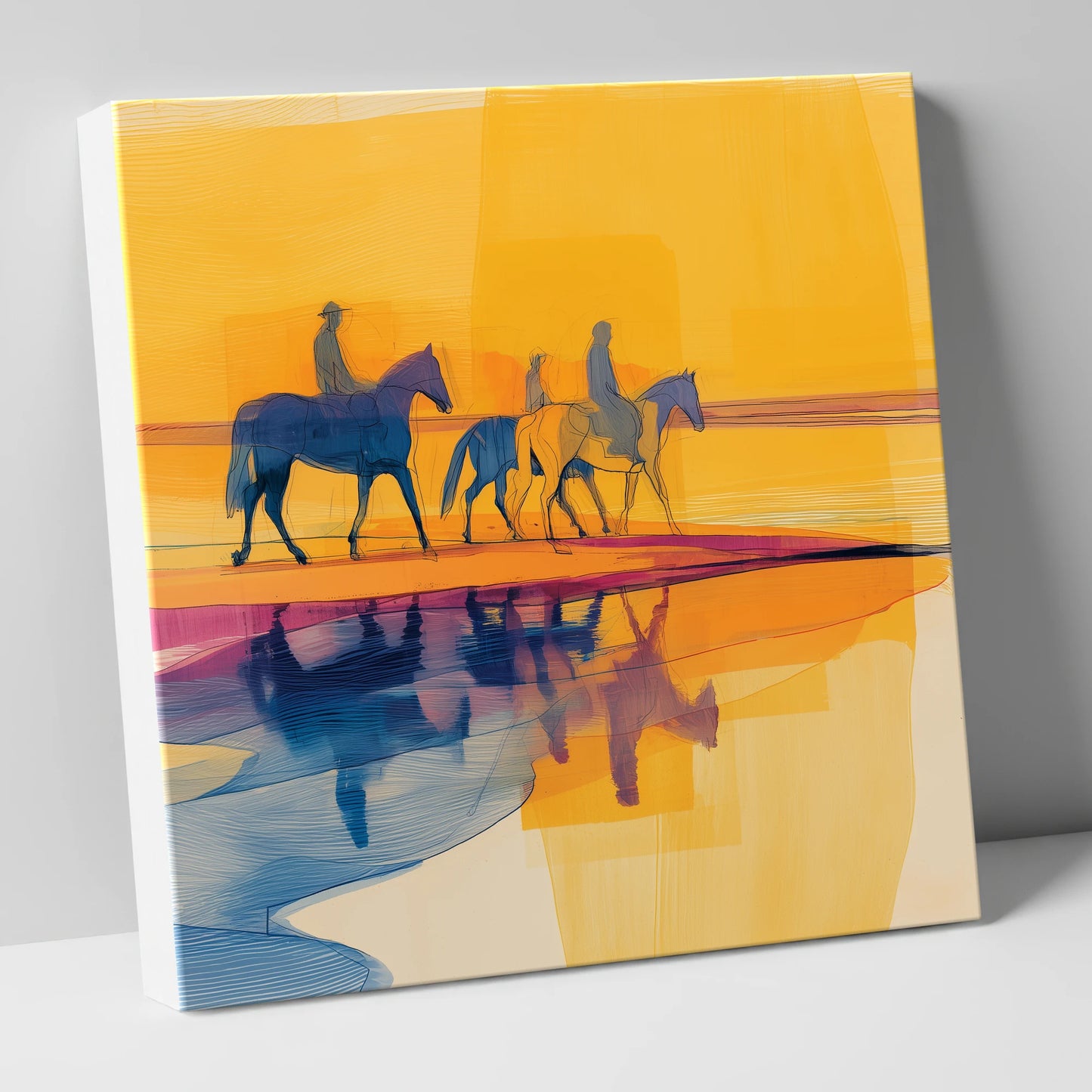 Golden Horizon Hack horse landscape canvas wall art