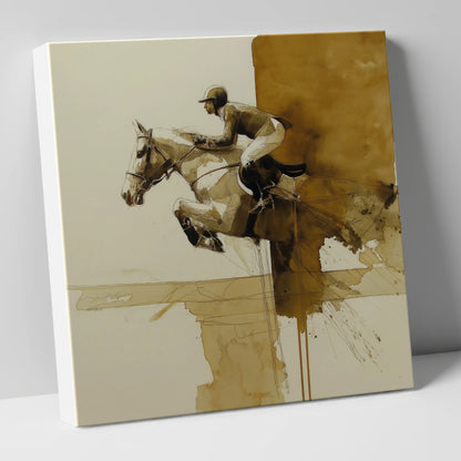 Airborne in Sepia show jumping horse canvas wall art