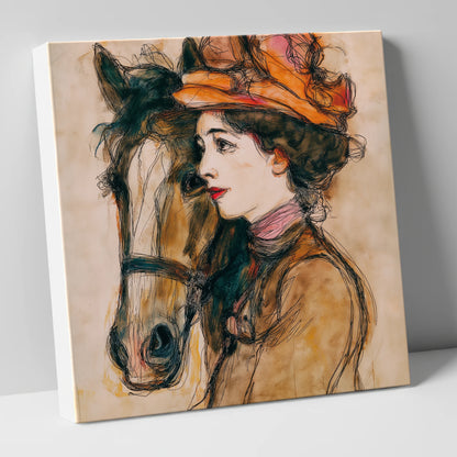 A Shared Silence horse & rider canvas wall art