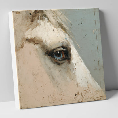The Watchful Grey horse portrait canvas wall art