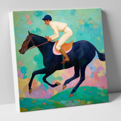 The Indigo Gallop racing horse canvas wall art