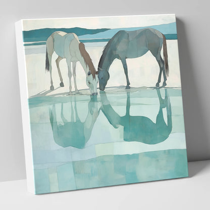 Mirrored Serenity wild horses canvas wall art