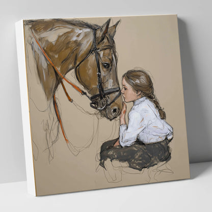 A Quiet Understanding horse & rider canvas wall art
