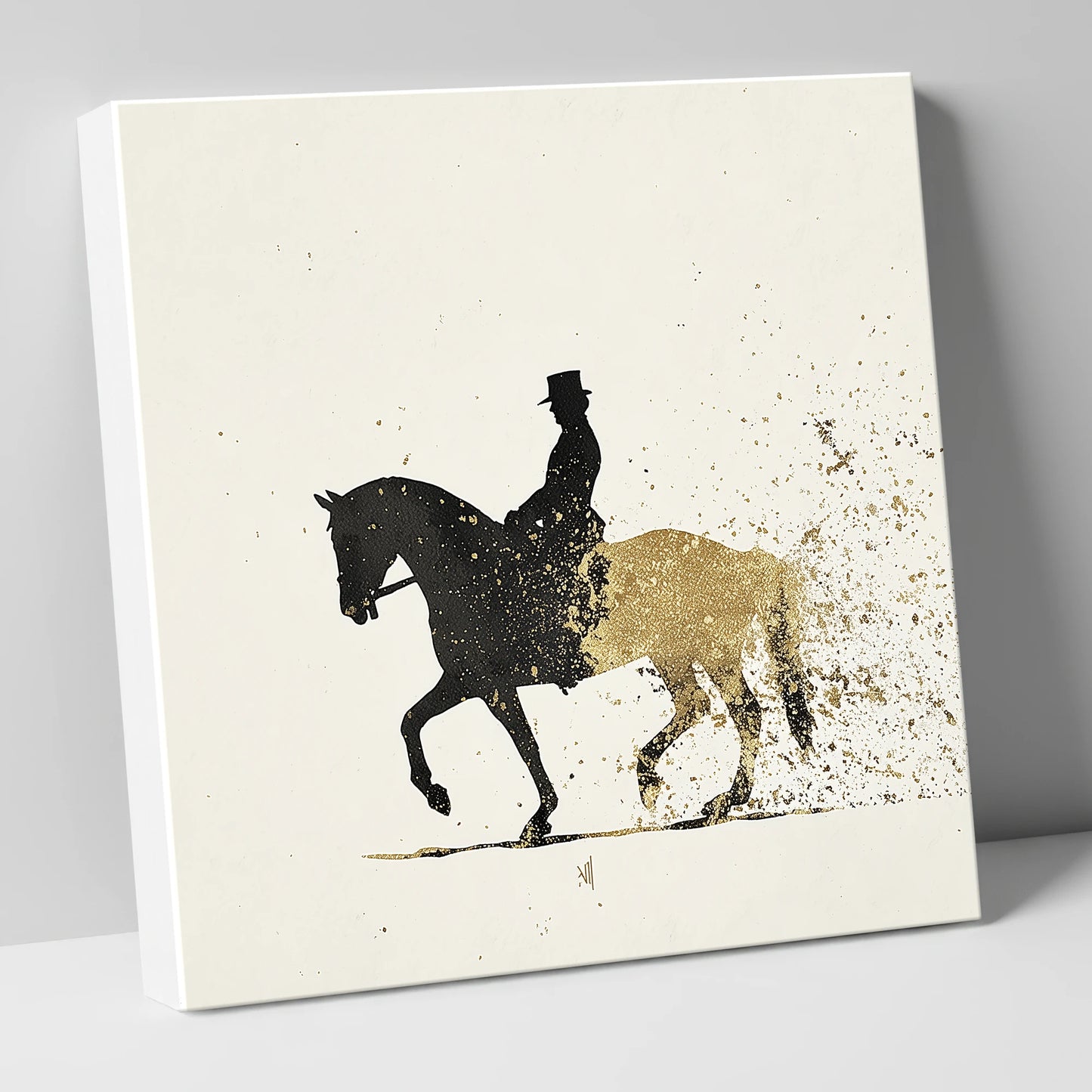 The Golden Passage dressage horse canvas wall art