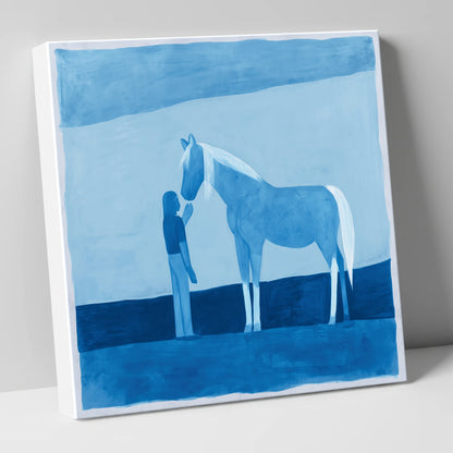 Cerulean Bond horse & rider canvas wall art