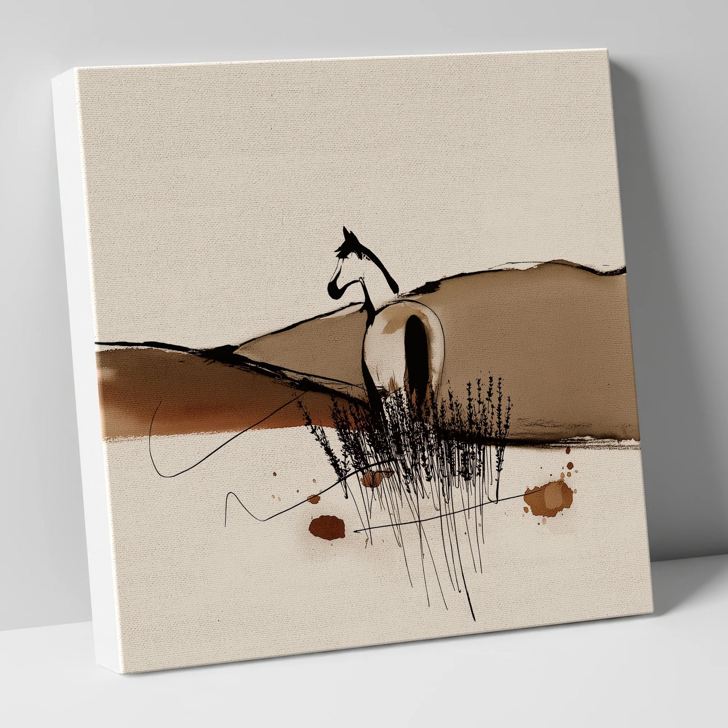 Sepia Ridge Observer horse landscape canvas wall art