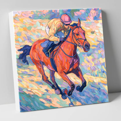Vibrant Final Furlong racing horse canvas wall art
