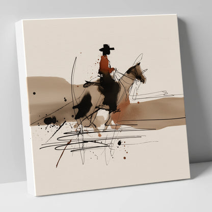 Western Trail Silhouette western horse canvas wall art