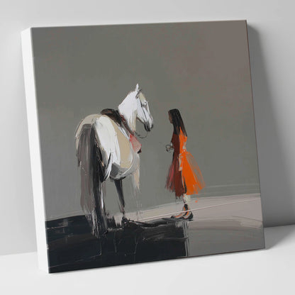 A Silent Dialogue horse & rider canvas wall art