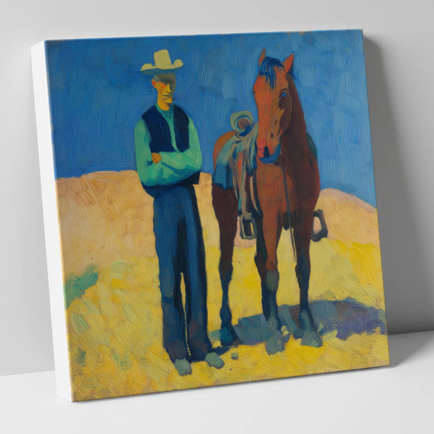 High Noon Shadows western horse canvas wall art