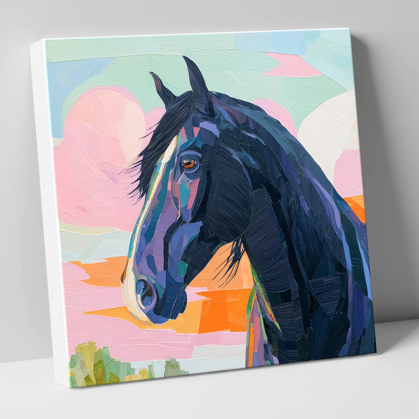 Vivid Midnight Profile horse breed canvas wall art