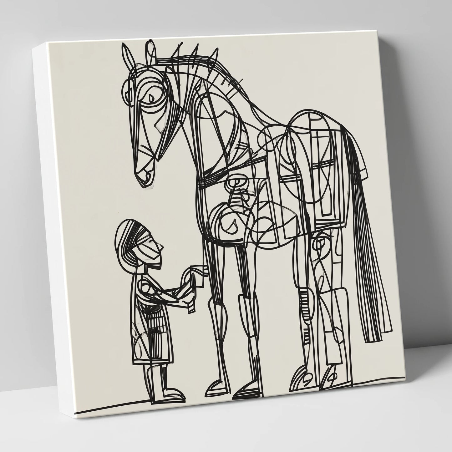 Linear Harmony horse & rider canvas wall art