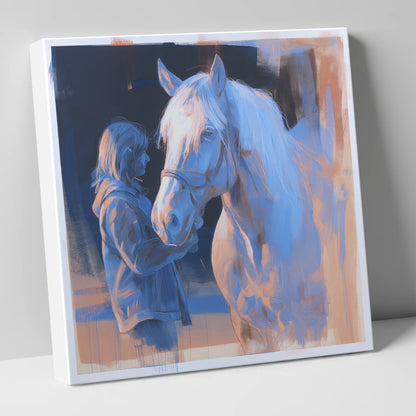 The Cobalt Bond horse & rider canvas wall art