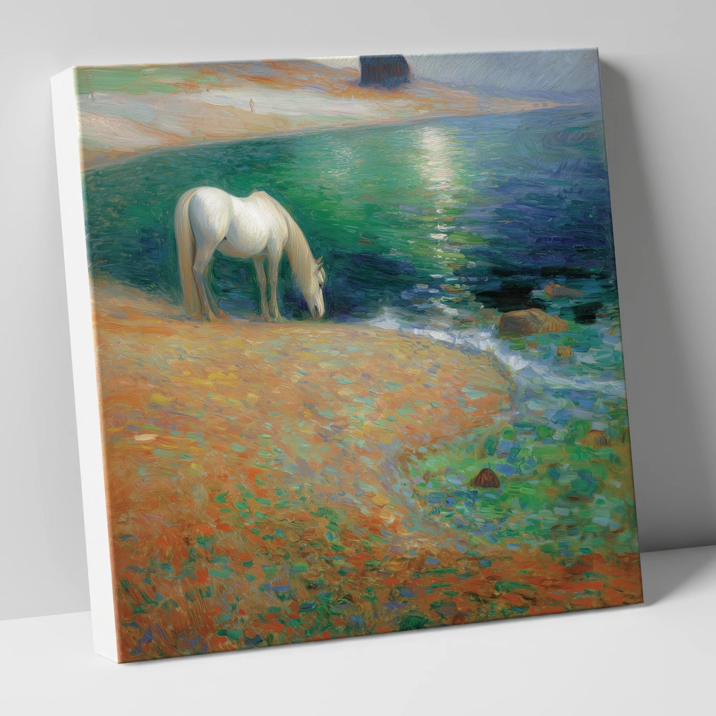 Luminous Coastal Shoreline horse landscape canvas wall art